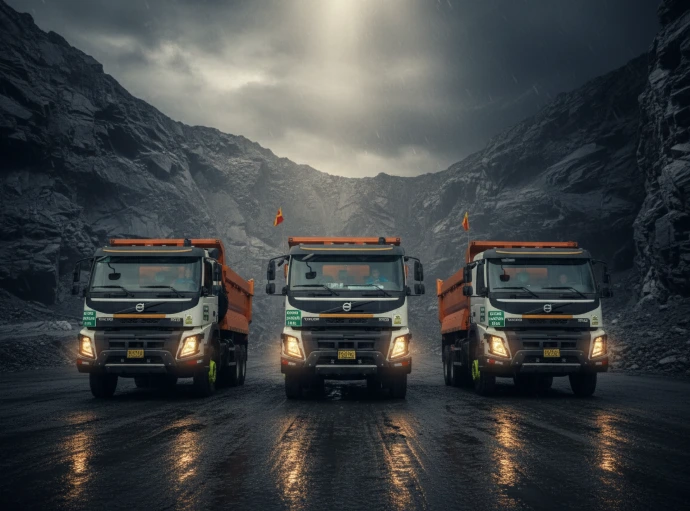 camiones volquetes juntos